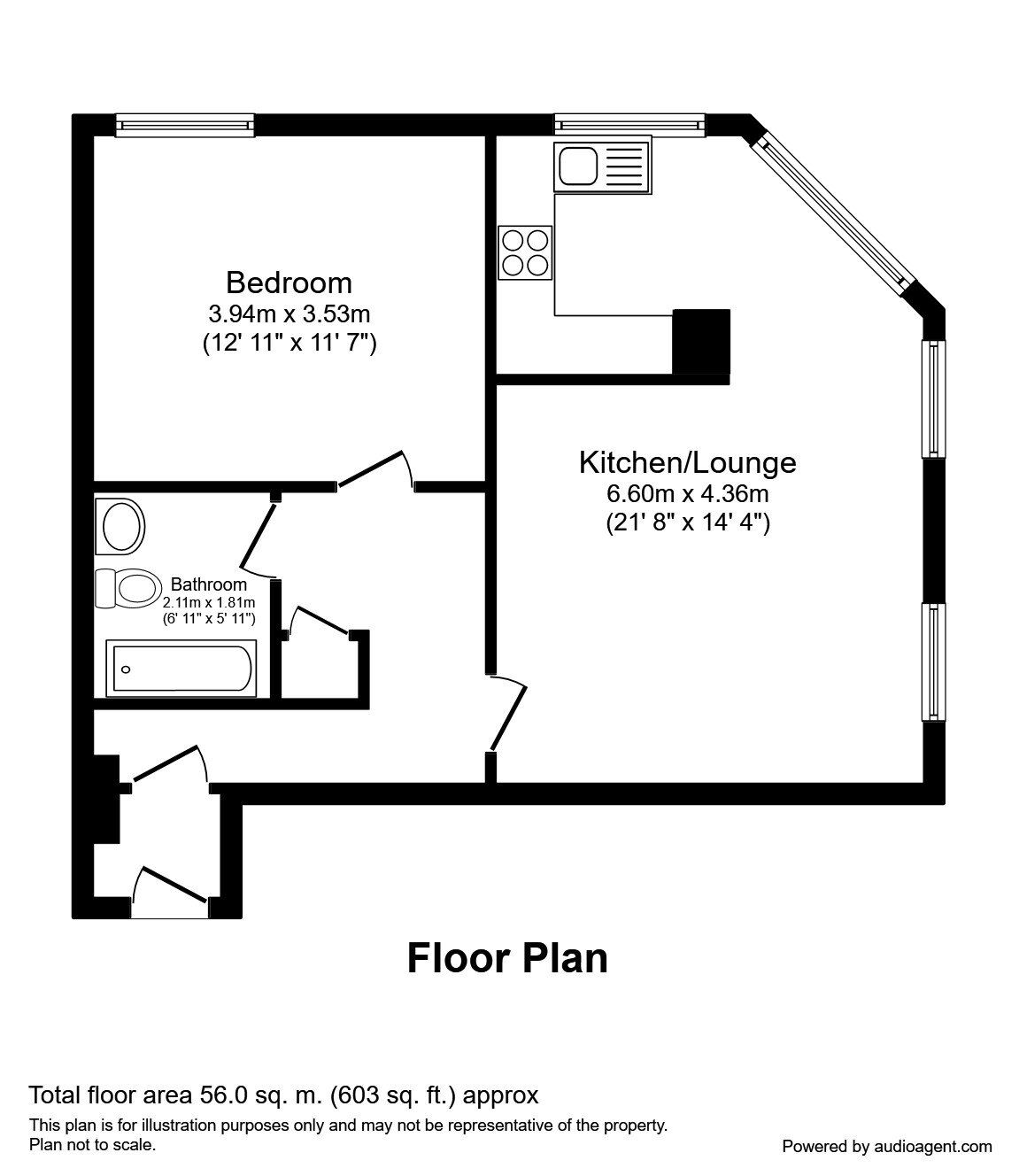 Floorplan of 1 bedroom  Flat for sale, Ludgate Hill, Manchester, M4