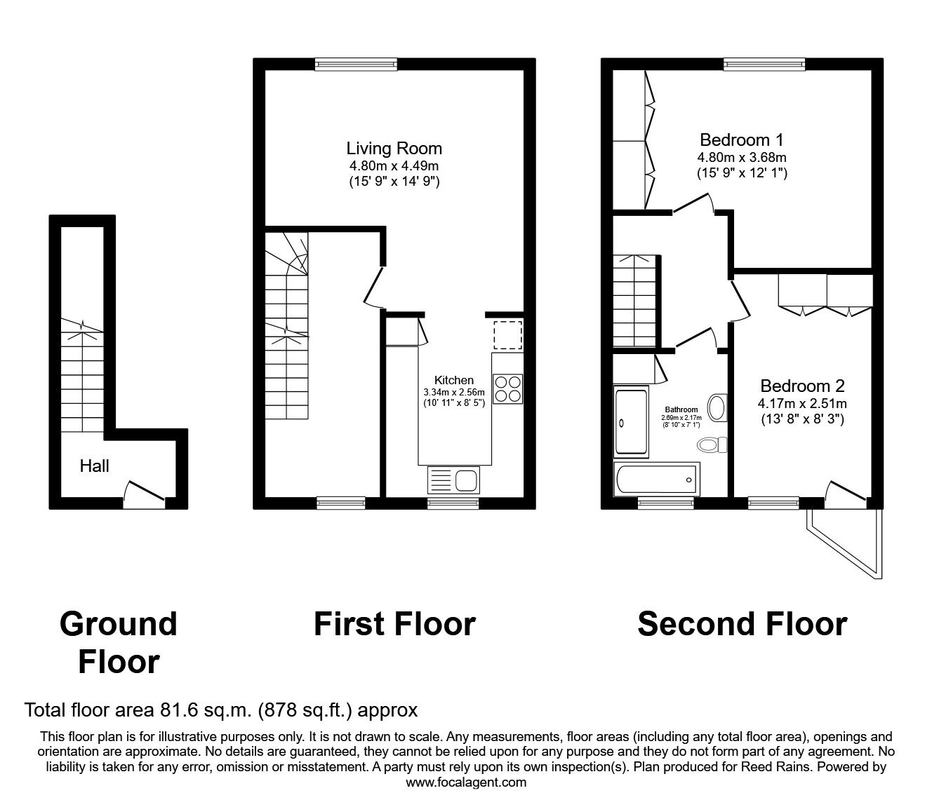 Floorplan of 2 bedroom Mid Terrace House to rent, William Jessop Court, Manchester, Greater Manchester, M1