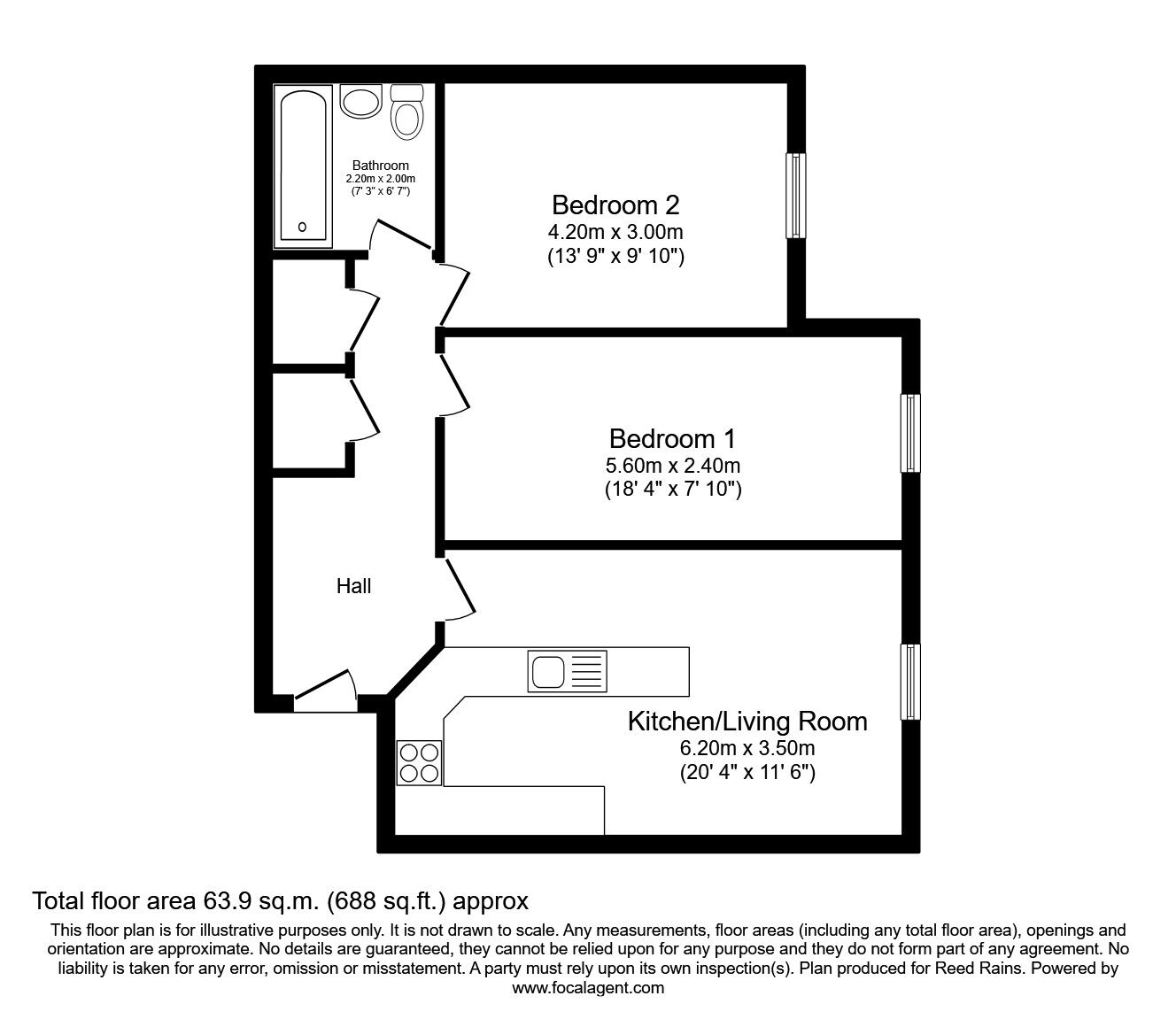 Floorplan of 2 bedroom  Flat to rent, City Road East, Manchester, Greater Manchester, M15