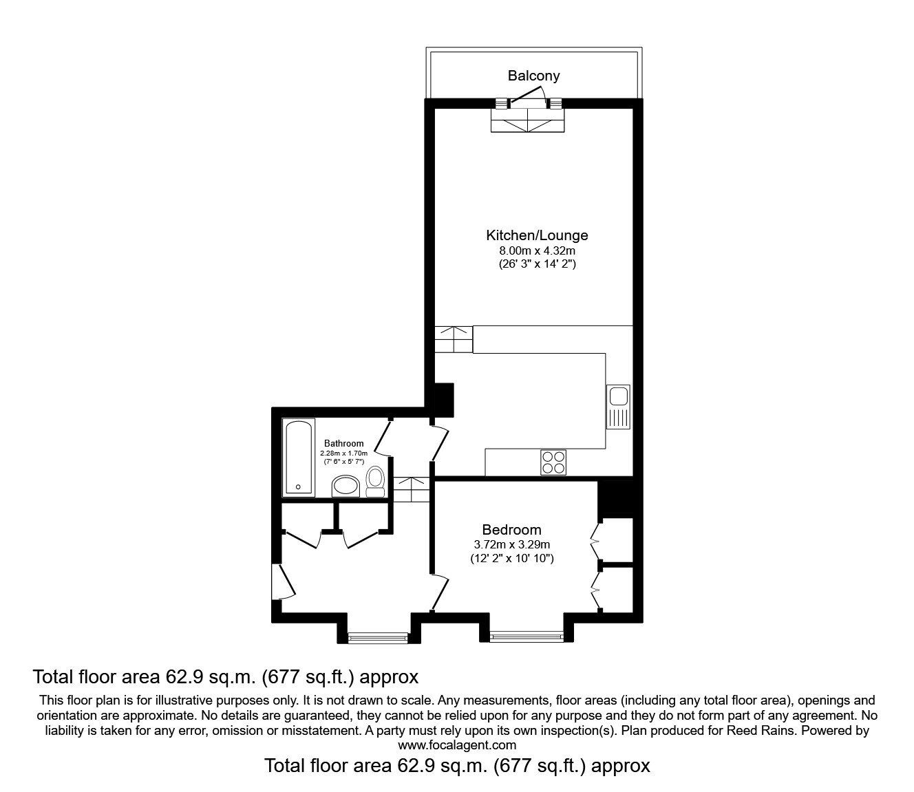 Floorplan of 1 bedroom  Flat to rent, St. Marys Parsonage, Manchester, Greater Manchester, M3