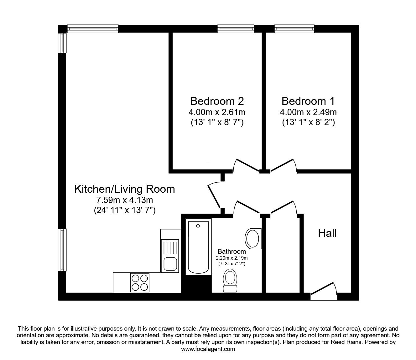 Floorplan of 2 bedroom  Flat to rent, Moss Lane East, Manchester, Greater Manchester, M14
