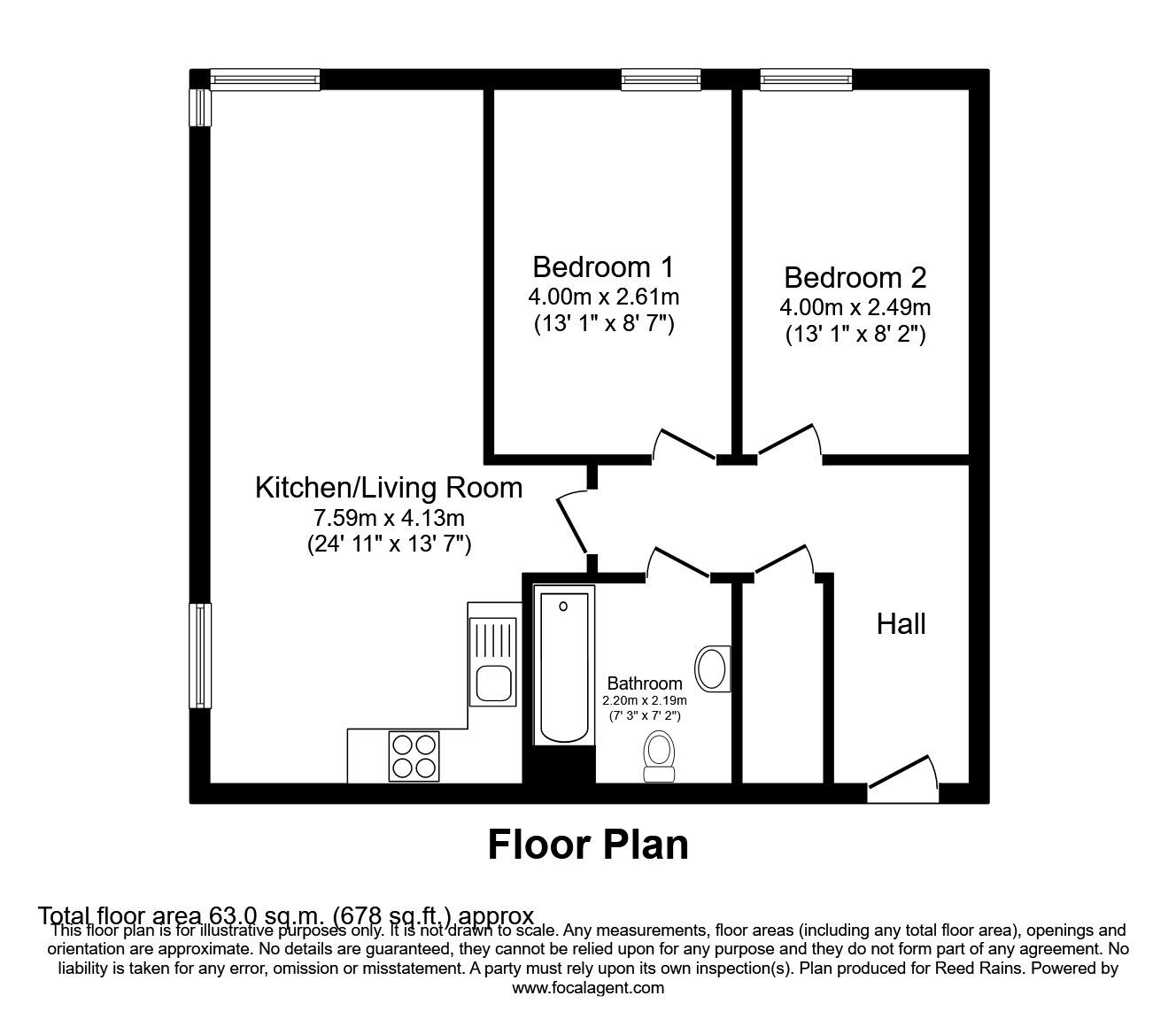 Floorplan of 2 bedroom Flat to rent, Moss Lane East, Manchester, Greater Manchester, M14