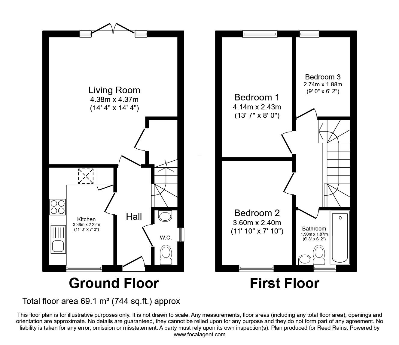 Floorplan of 3 bedroom End Terrace House to rent, Boulter Close, Middleton, Greater Manchester, M24
