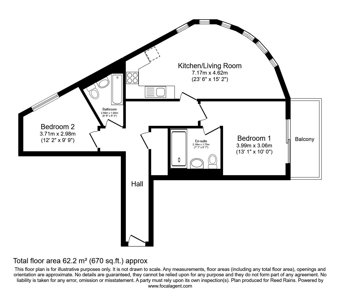 Floorplan of 2 bedroom  Flat to rent, Salford Approach, Salford, Greater Manchester, M3
