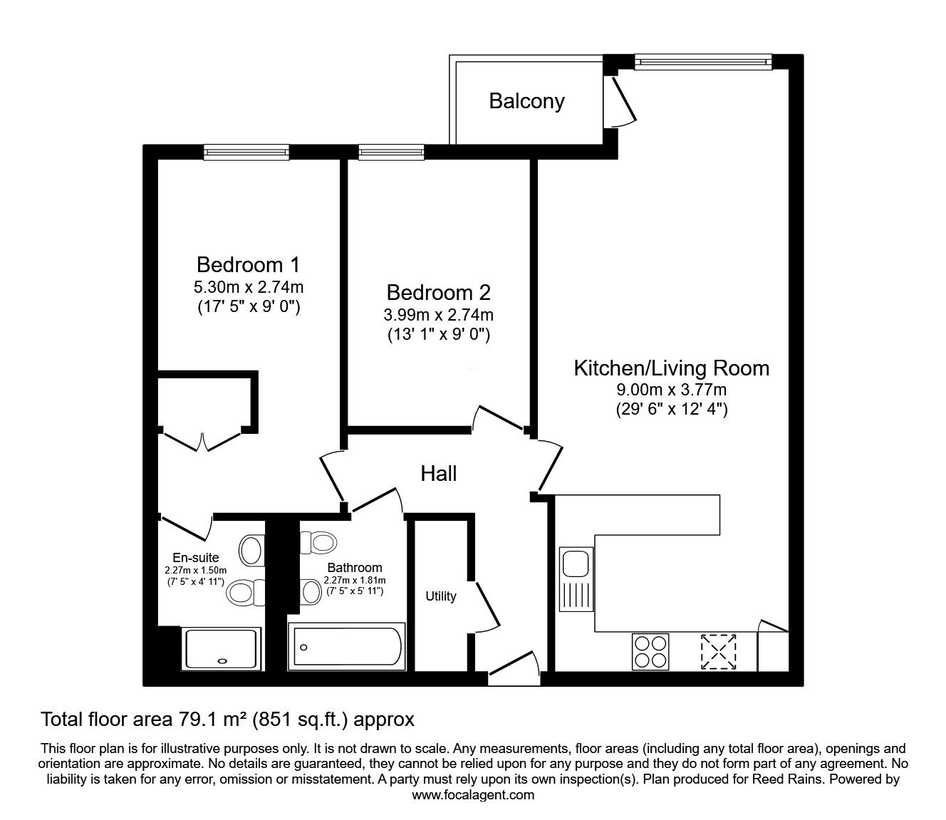 Floorplan of 2 bedroom Flat to rent, Whitworth Street West, Manchester, Greater Manchester, M1
