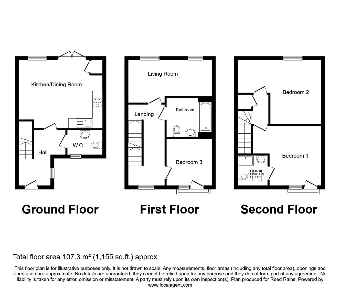 Floorplan of 3 bedroom Mid Terrace House for sale, Oregon Close, Manchester, M13