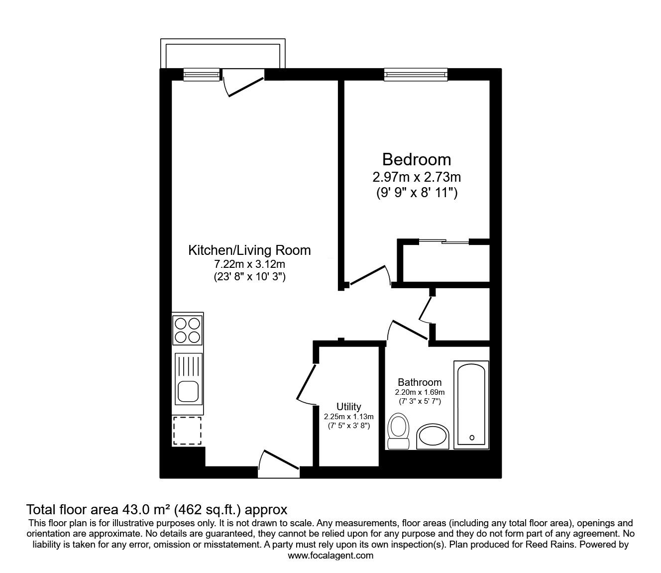 Floorplan of 1 bedroom  Flat to rent, Stanley Street, Salford, Greater Manchester, M3