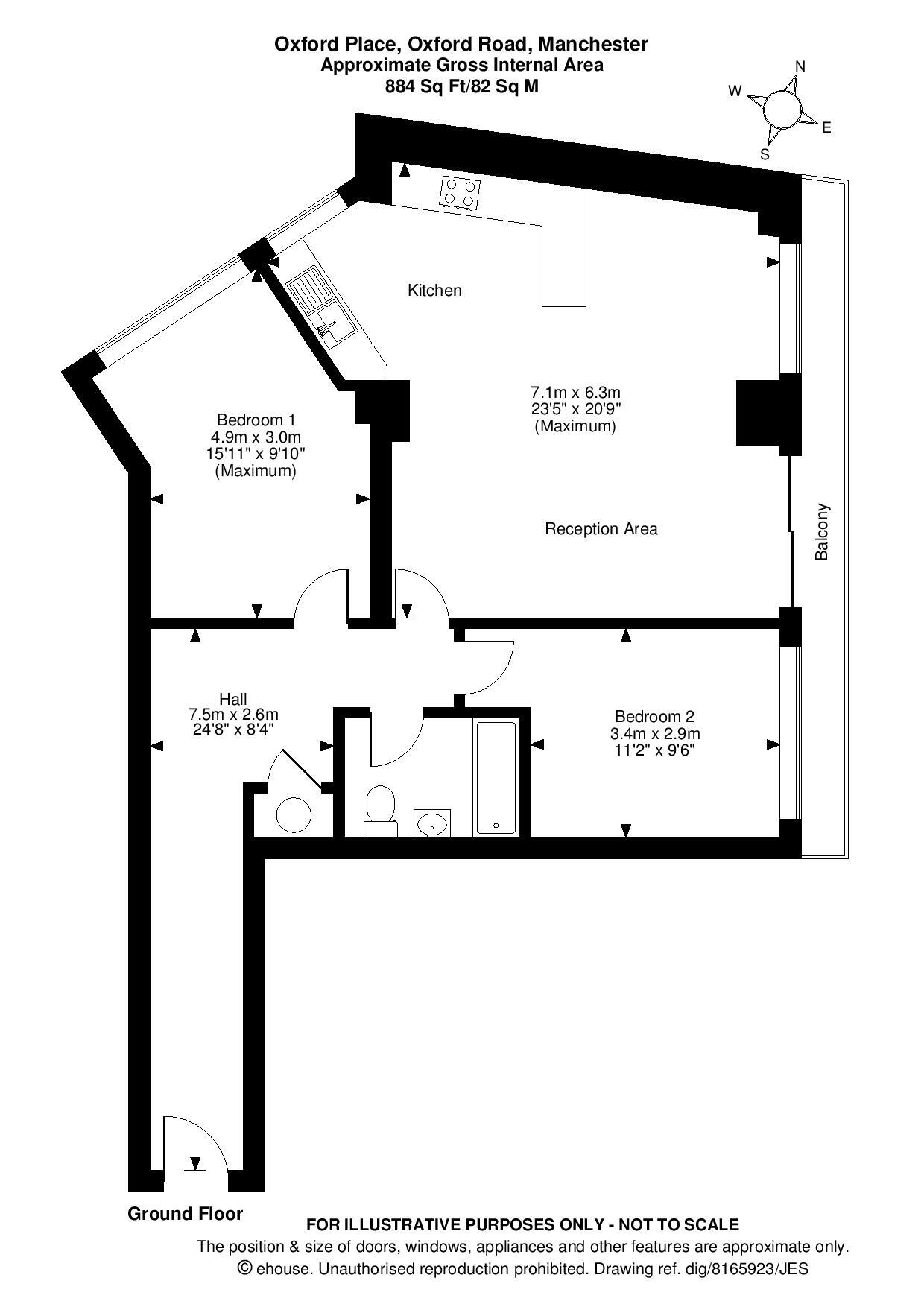 Floorplan of 2 bedroom  Flat to rent, Oxford Road, Manchester, Greater Manchester, M1