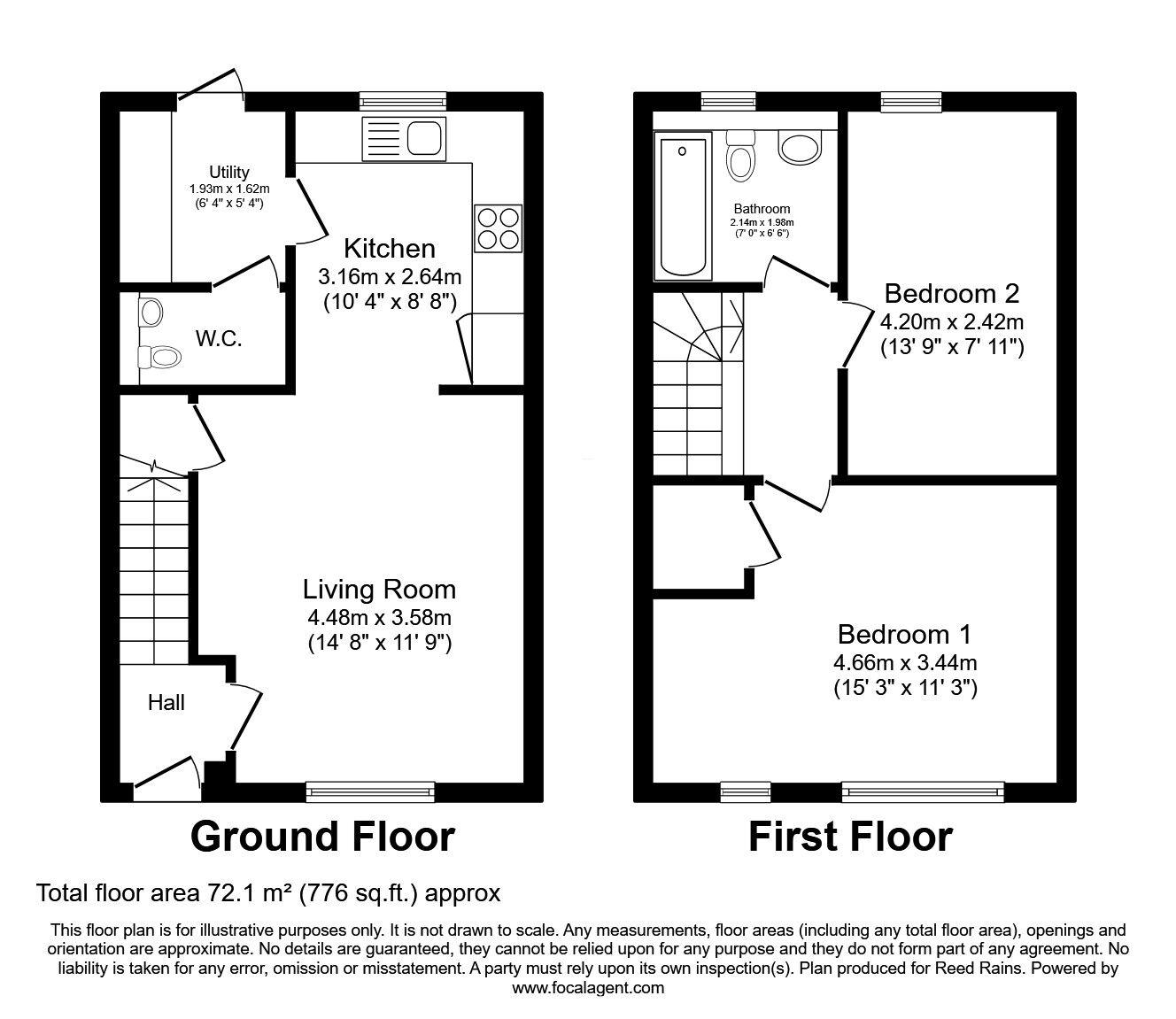 Floorplan of 2 bedroom Semi Detached House to rent, Keele Walk, Manchester, Greater Manchester, M40