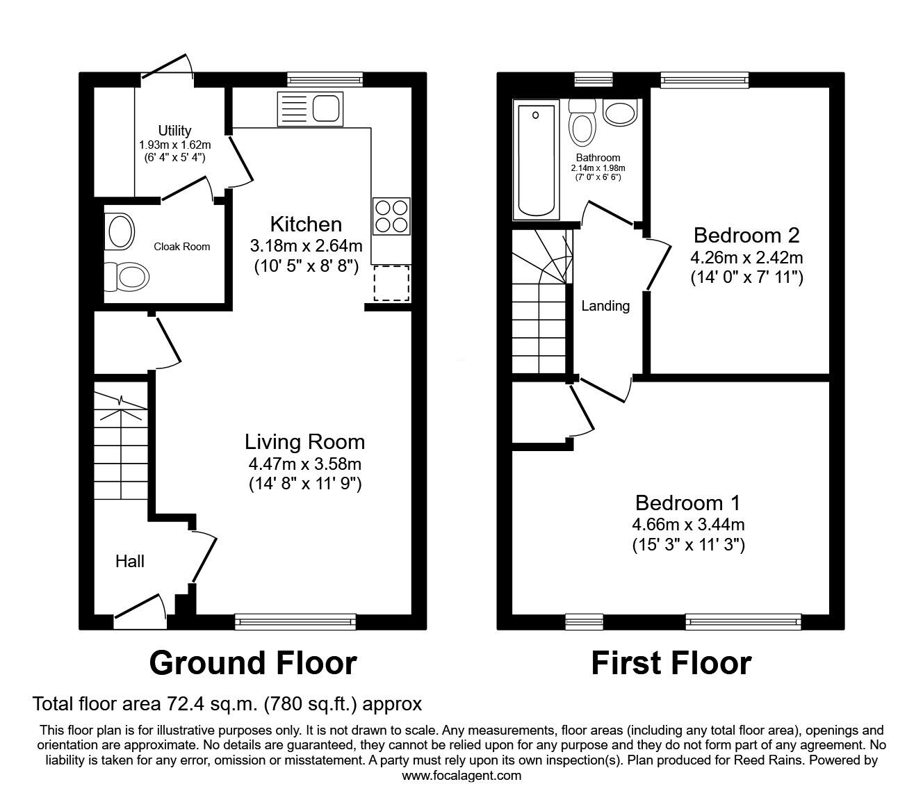 Floorplan of 2 bedroom Semi Detached House to rent, Keele Walk, Manchester, Greater Manchester, M40