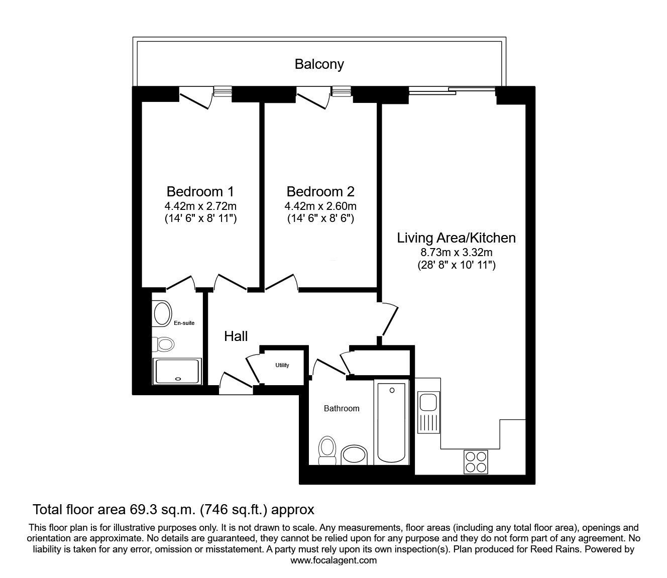 Floorplan of 2 bedroom  Flat for sale, Kelso Place, Manchester, M15