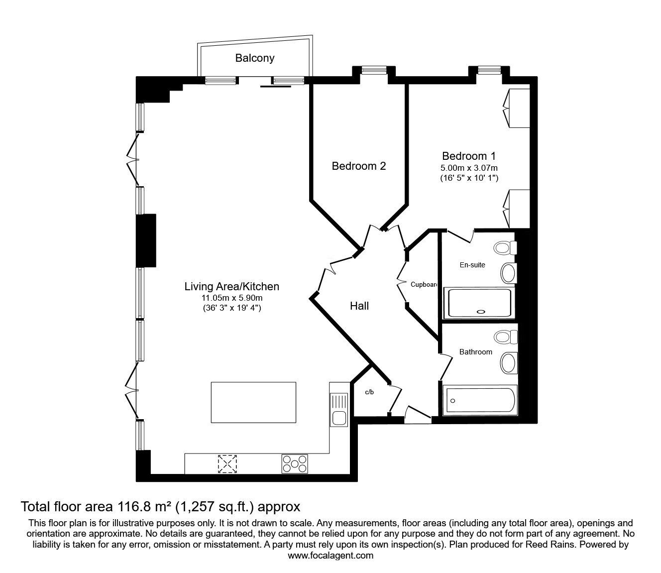 Floorplan of 2 bedroom  Flat for sale, The Quays, Salford, M50
