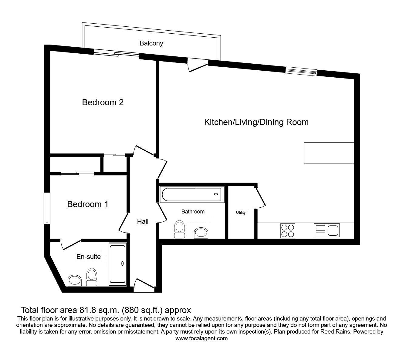 Floorplan of 2 bedroom  Flat for sale, The Quays, Salford, M50