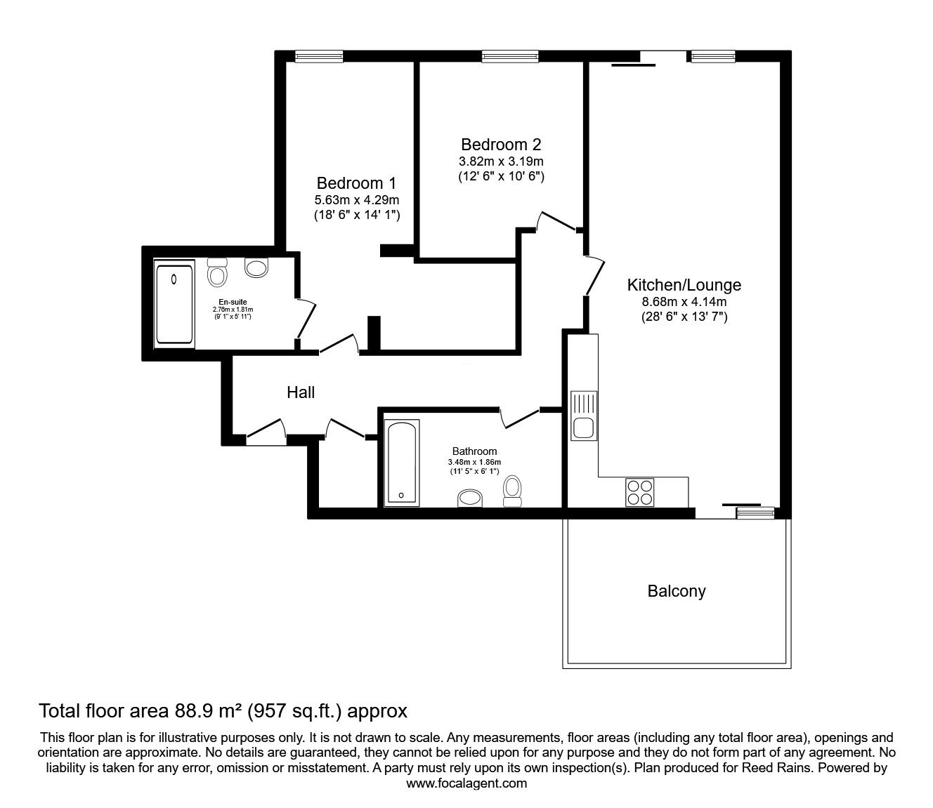 Floorplan of 2 bedroom Flat to rent, Cambridge Street, Manchester, Greater Manchester, M1
