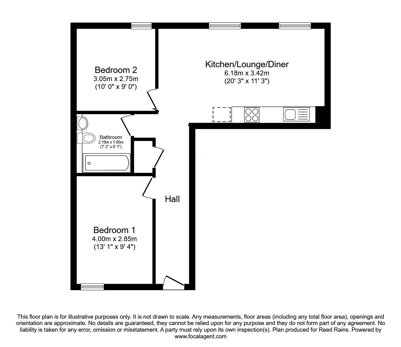 Floorplan of 2 bedroom  Flat to rent, Queen Street, Salford, Greater Manchester, M3