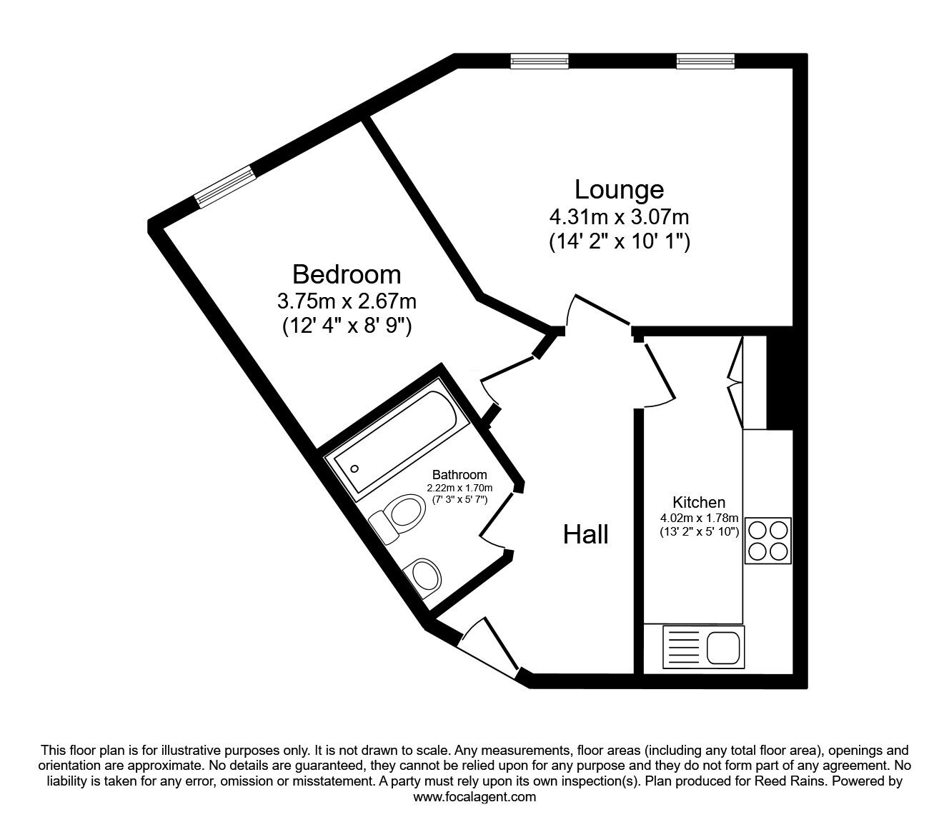 Floorplan of 1 bedroom  Flat to rent, Liverpool Road, Manchester, Greater Manchester, M3