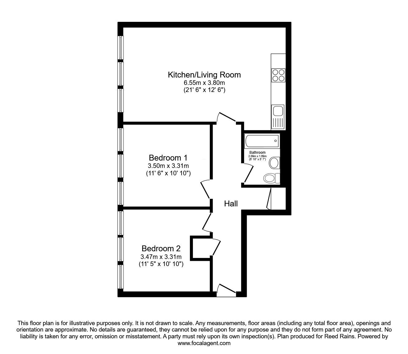 Floorplan of 2 bedroom Flat to rent, Hilton Street, Manchester, Greater Manchester, M1