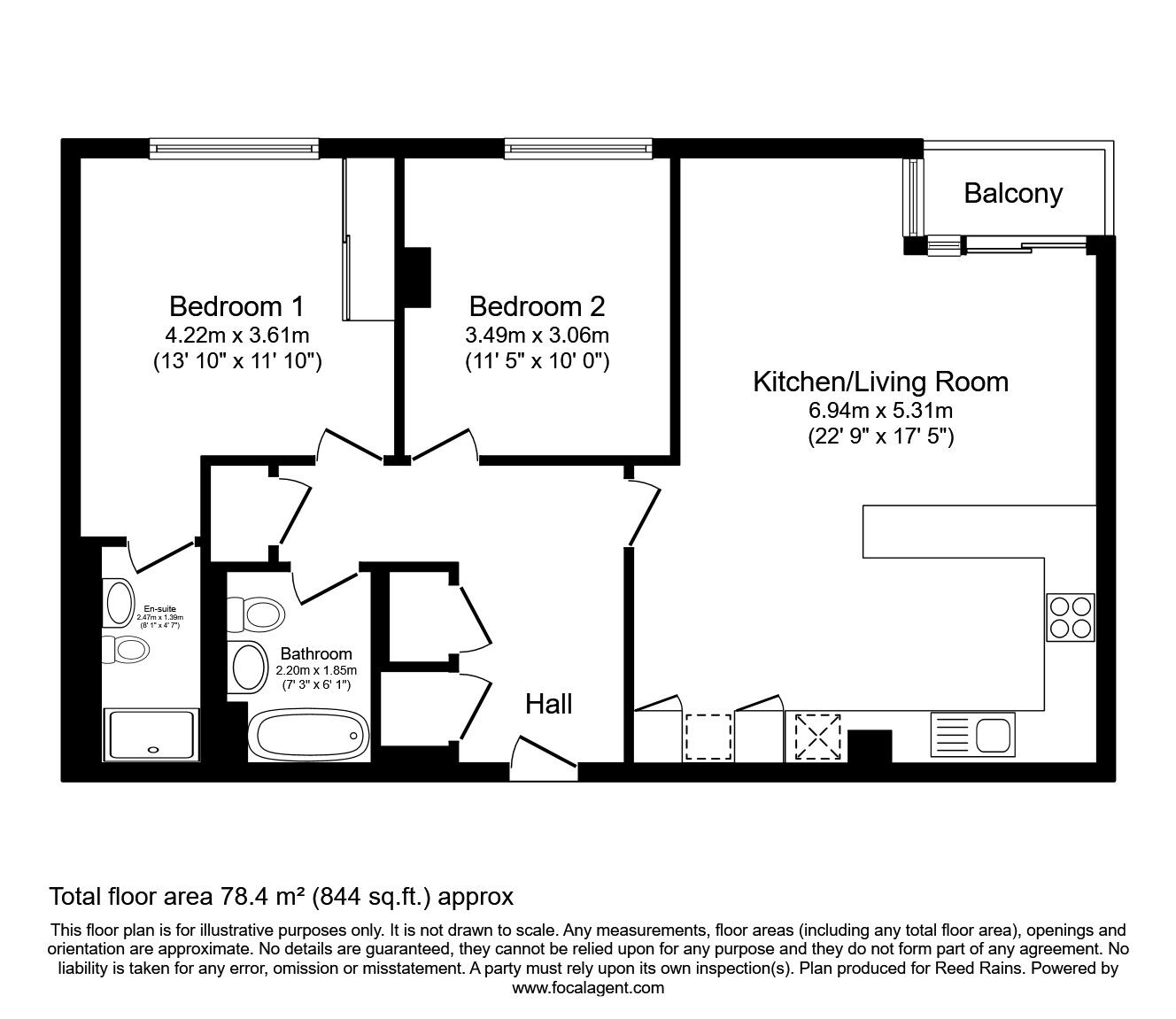Floorplan of 2 bedroom  Flat to rent, Watson Street, Manchester, Greater Manchester, M3