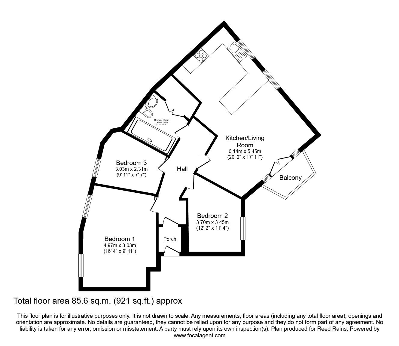 Floorplan of 3 bedroom  Flat for sale, Vancouver Quay, Salford, M50