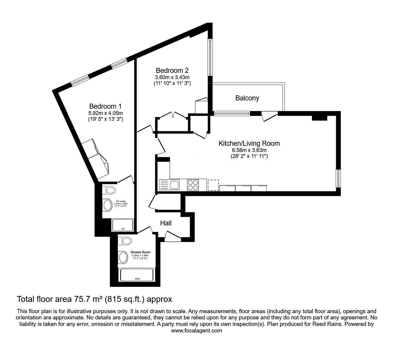 Floorplan of 2 bedroom Flat to rent, Mirabel Street, Manchester, Greater Manchester, M3