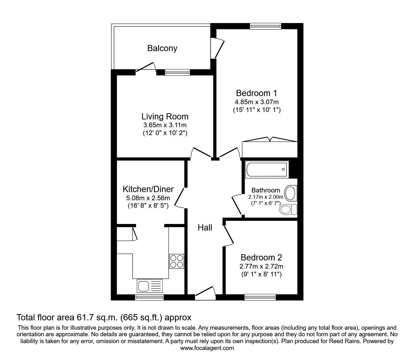 Floorplan of 2 bedroom  Flat for sale, Lucy Street, Manchester, M15