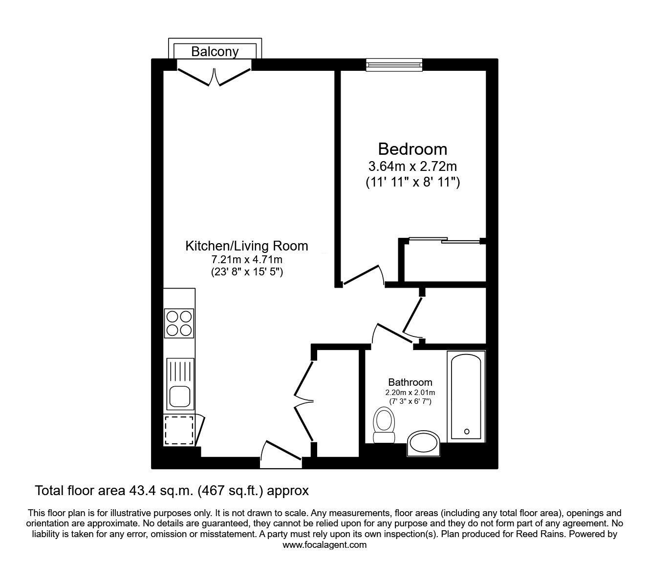 Floorplan of 1 bedroom  Flat to rent, Stanley Street, Salford, Greater Manchester, M3