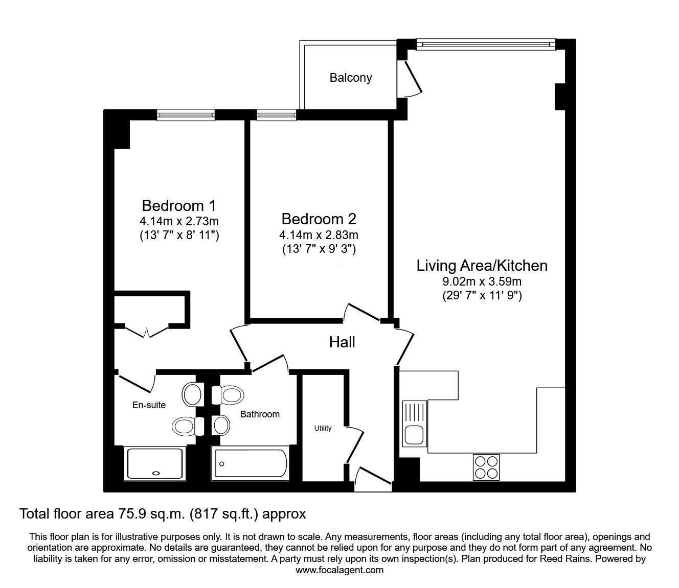 Floorplan of 2 bedroom  Flat for sale, Whitworth Street West, Manchester, M1