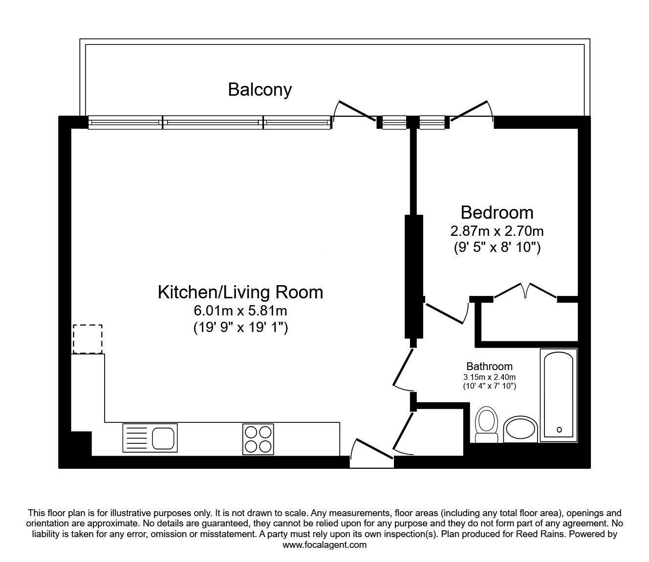 Floorplan of 1 bedroom  Flat to rent, Bury Street, Salford, Greater Manchester, M3