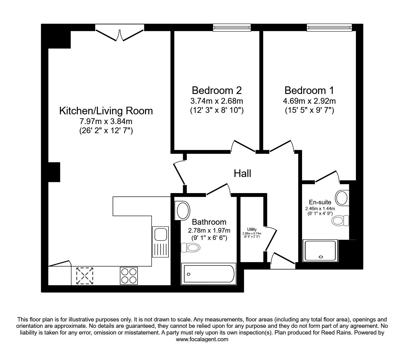 Floorplan of 2 bedroom Flat for sale, New Century Park, Manchester, M4