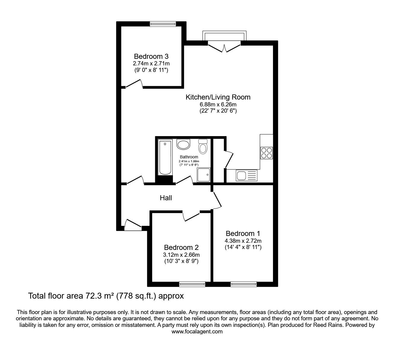 Floorplan of 3 bedroom  Flat for sale, North George Street, Salford, M3