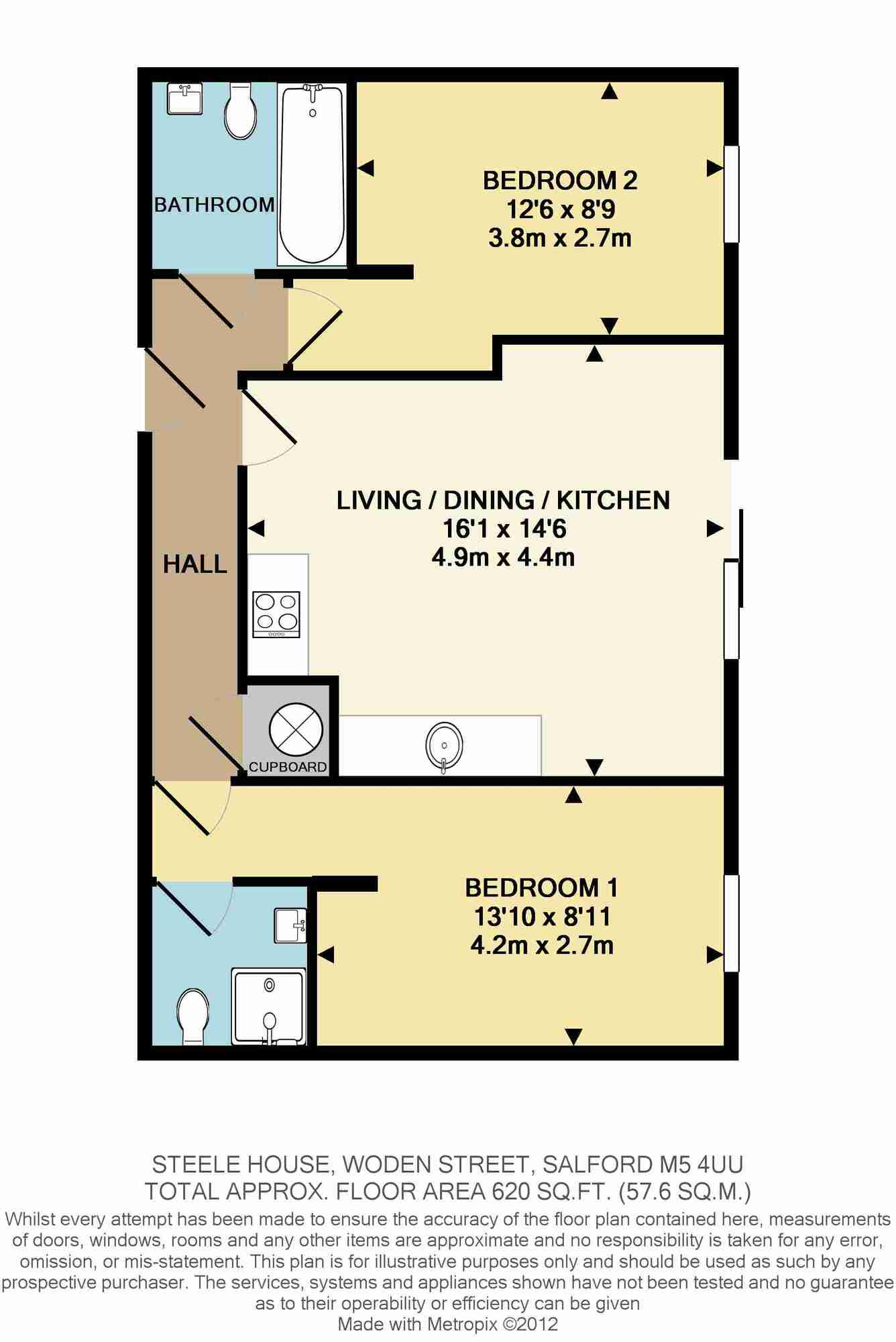 Floorplan of 2 bedroom  Flat for sale, Woden Street, Salford, Greater Manchester, M5