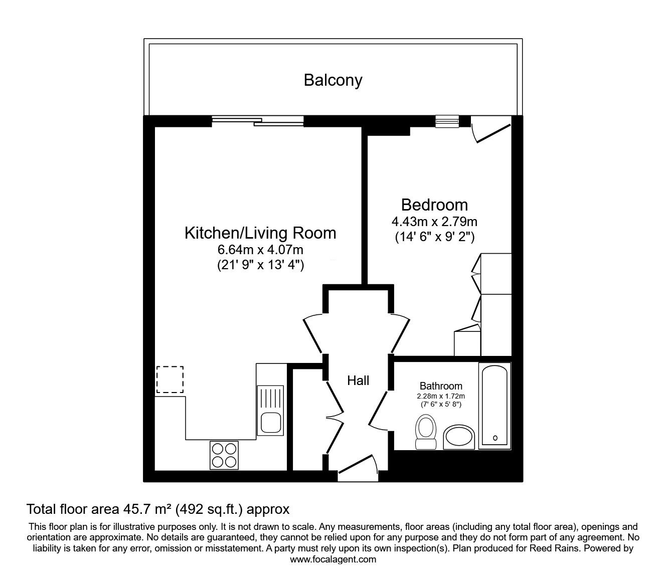 Floorplan of 1 bedroom Flat to rent, Kelso Place, Manchester, Greater Manchester, M15