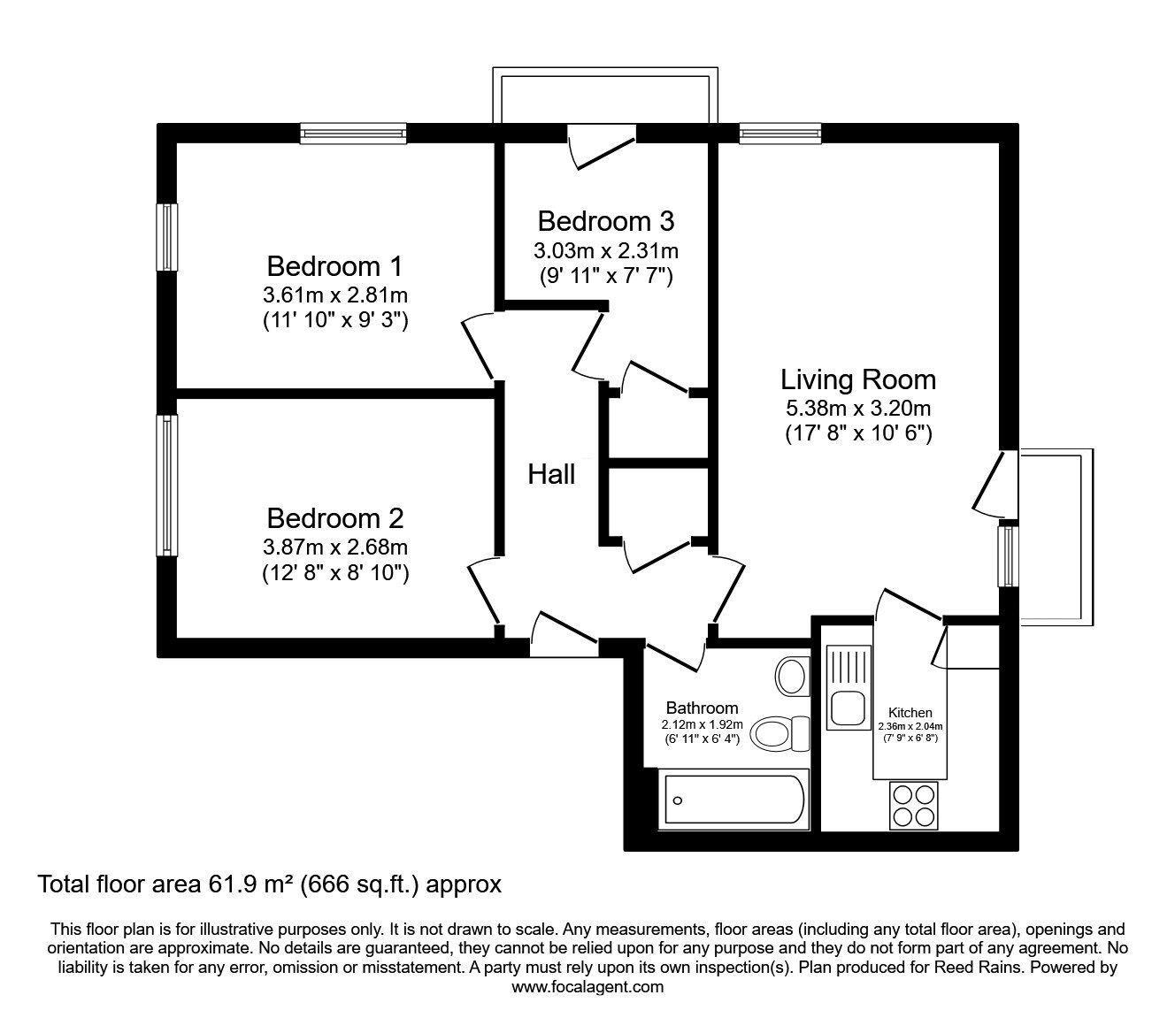 Floorplan of 3 bedroom  Flat for sale, John Smeaton Court, Manchester, M1