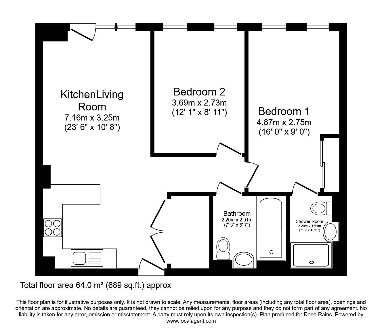 Floorplan of 2 bedroom Flat to rent, Stanley Street, Salford, Greater Manchester, M3