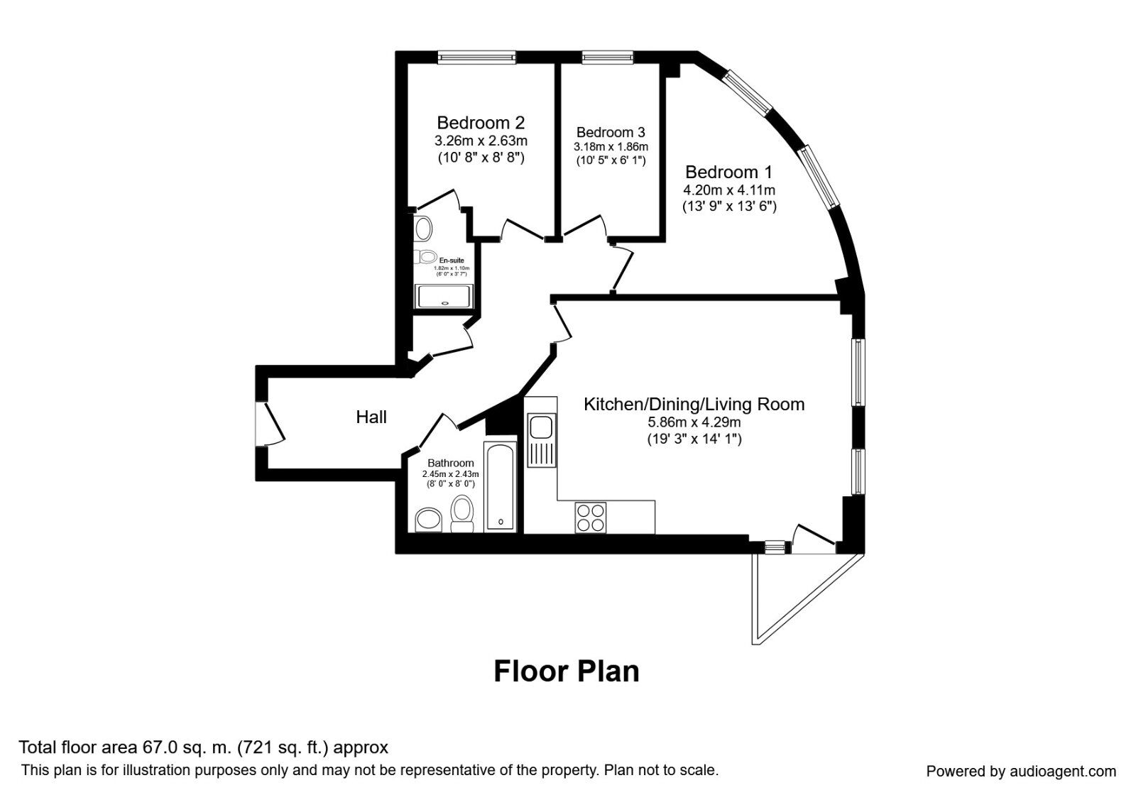 Floorplan of 3 bedroom  Flat for sale, Blue, Media City UK, Salford, M50