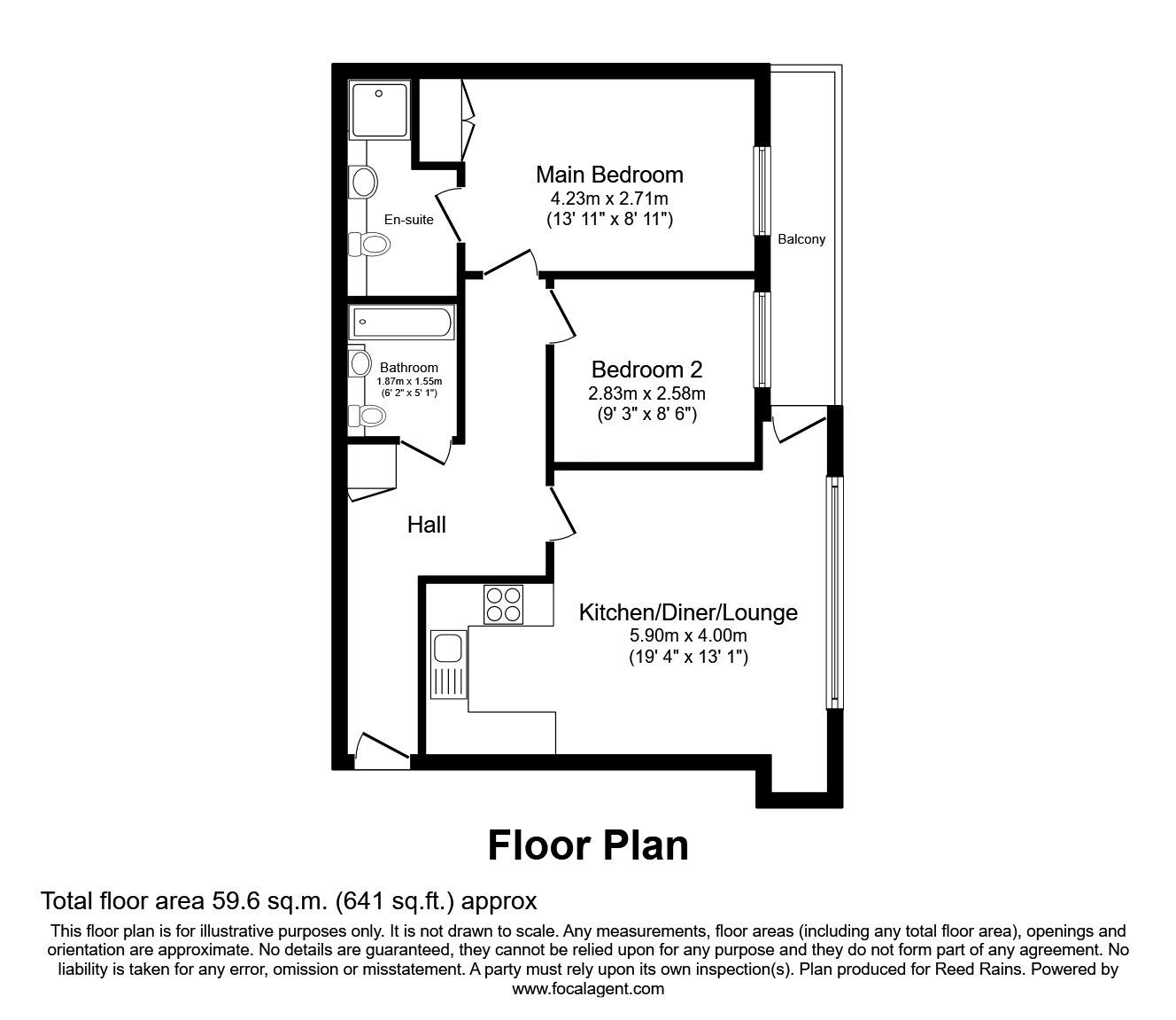 Floorplan of 2 bedroom Flat to rent, City Road East, Manchester, Greater Manchester, M15