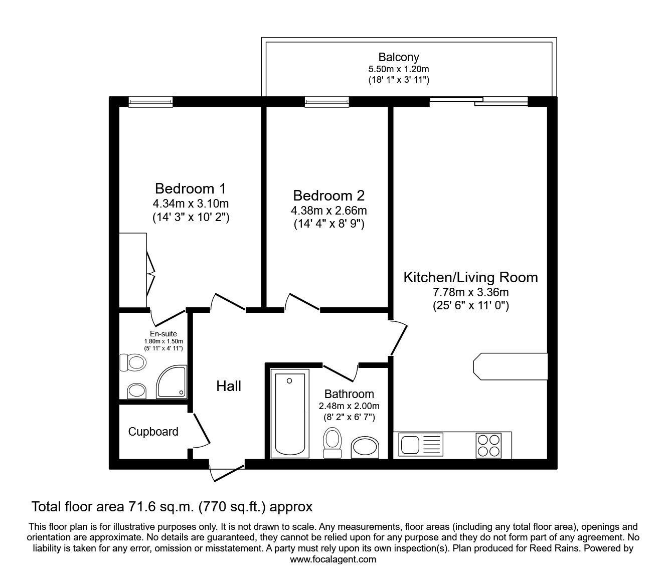 Floorplan of 2 bedroom Flat to rent, Dearmans Place, Salford, Greater Manchester, M3