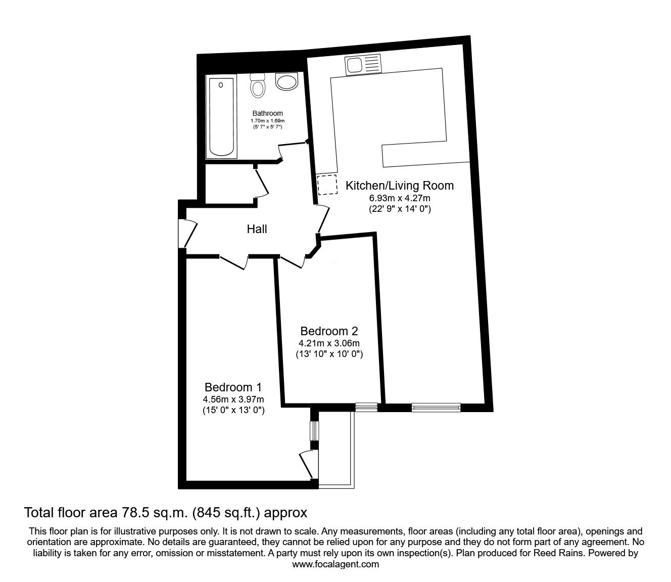 Floorplan of 2 bedroom  Flat to rent, Ellesmere Street, Manchester, Greater Manchester, M15
