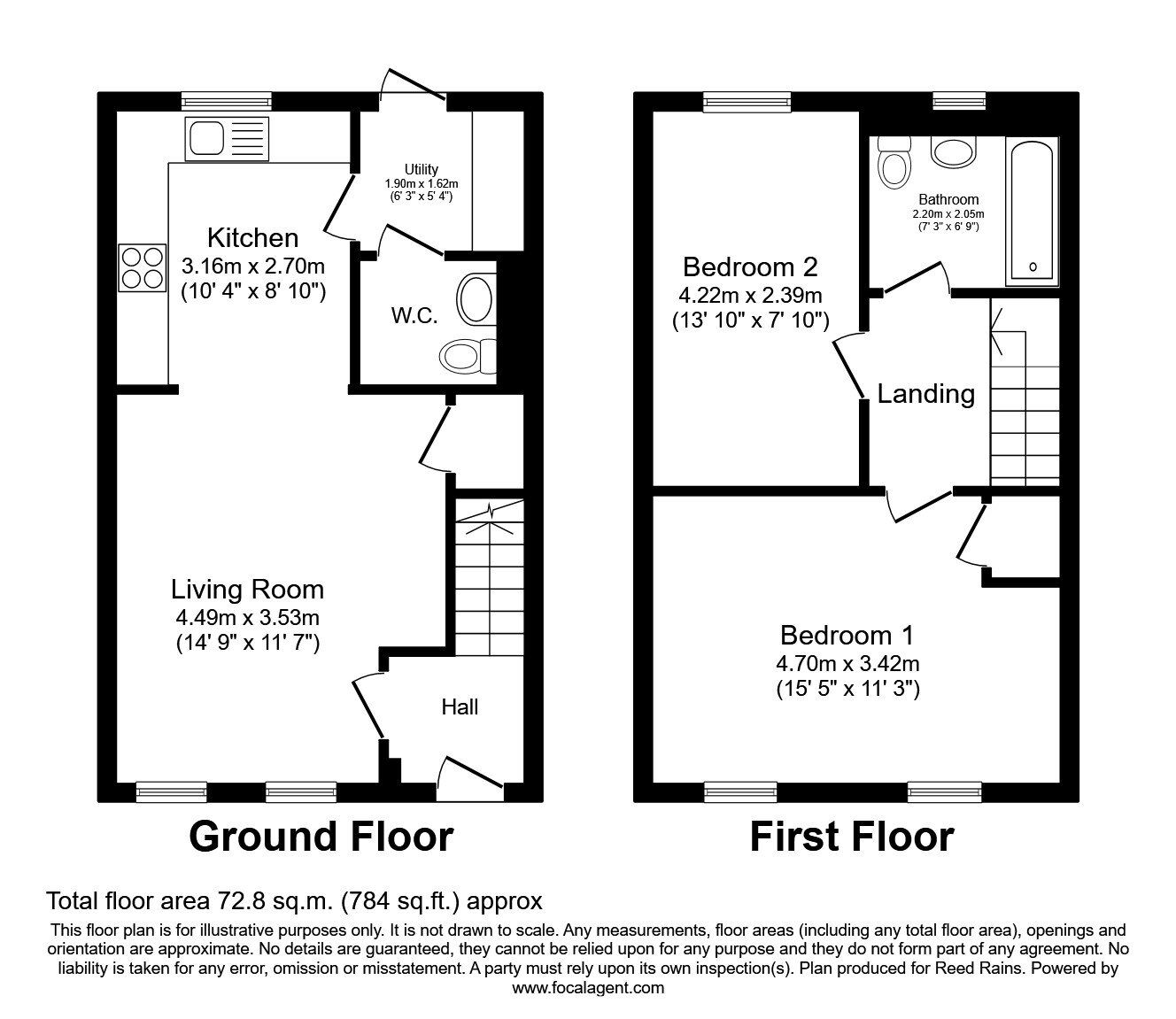 Floorplan of 2 bedroom Mid Terrace House to rent, Ashton Old Road, Manchester, Greater Manchester, M11
