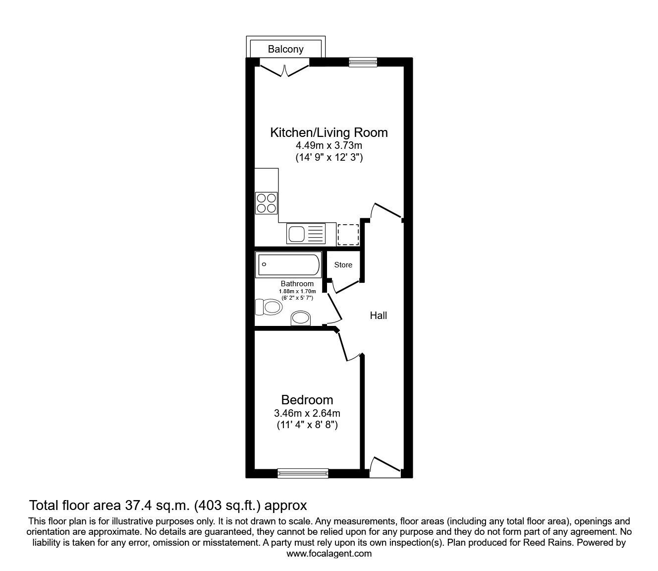 Floorplan of 1 bedroom  Flat to rent, Corporation Street, Manchester, Greater Manchester, M4