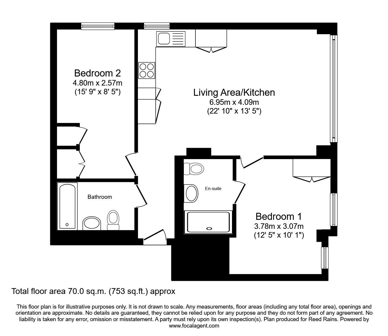 Floorplan of 2 bedroom  Flat for sale, Ottinger Close, Salford, M50