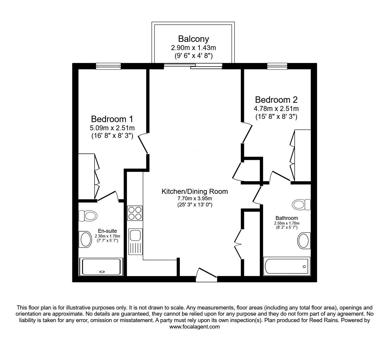 Floorplan of 2 bedroom  Flat for sale, Lockside Lane, Salford, M5