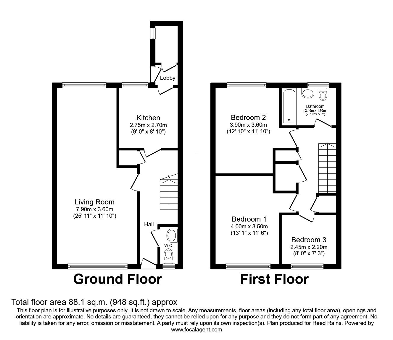 Floorplan of 3 bedroom Mid Terrace House for sale, Viaduct Street, Manchester, M12