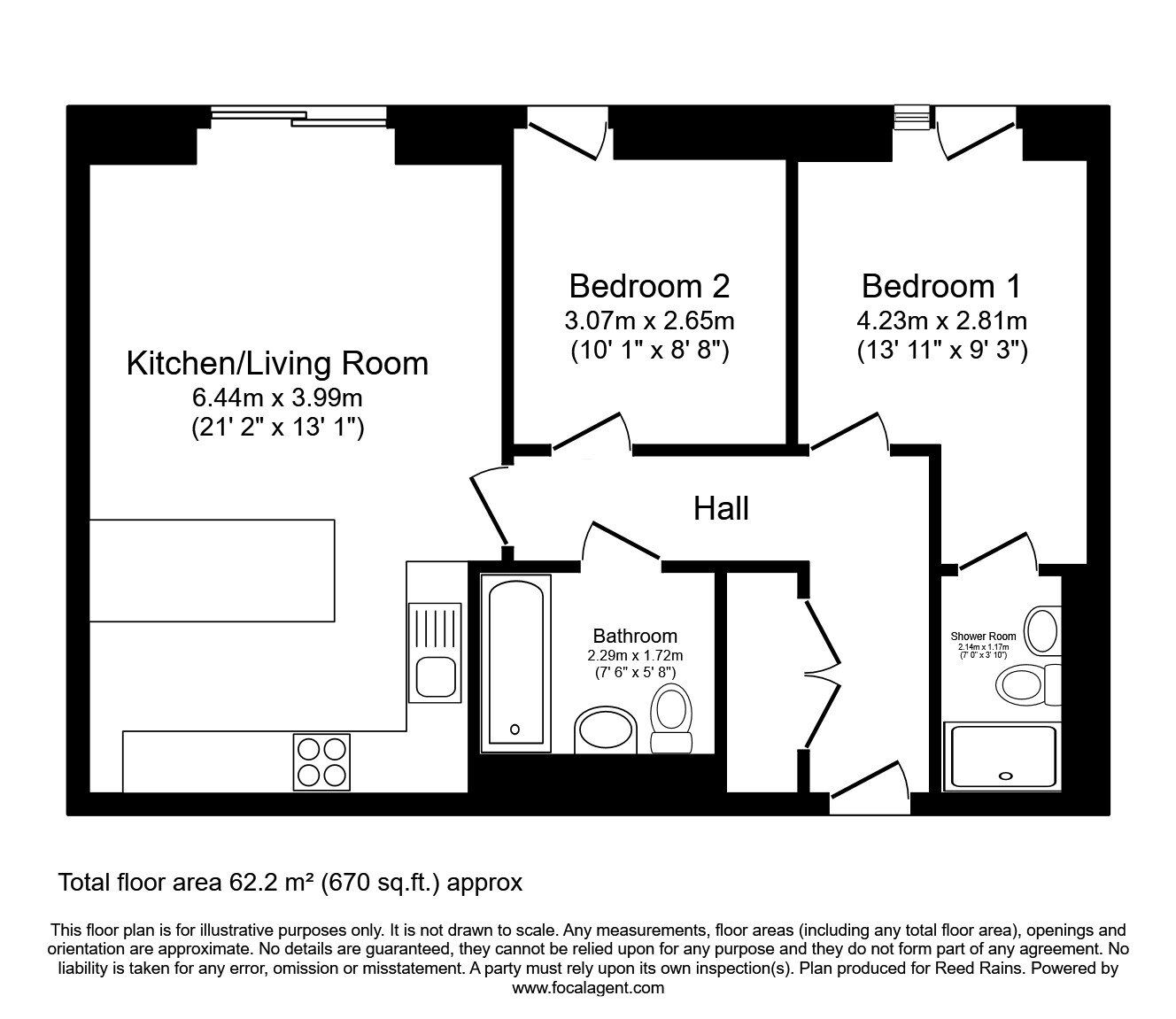 Floorplan of 2 bedroom  Flat for sale, Kelso Place, Manchester, Greater Manchester, M15