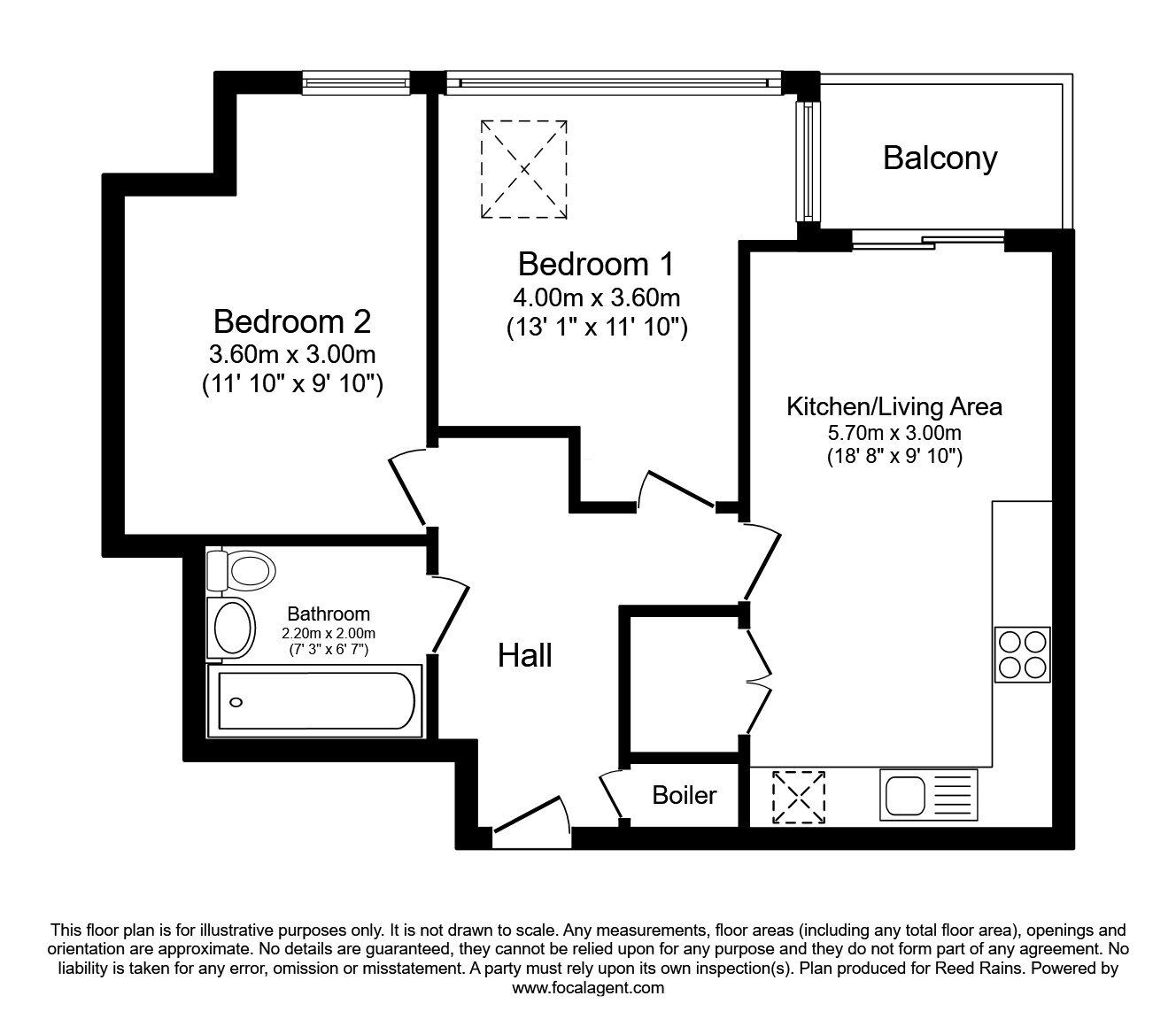 Floorplan of 2 bedroom  Flat to rent, Watson Street, Manchester, Greater Manchester, M3