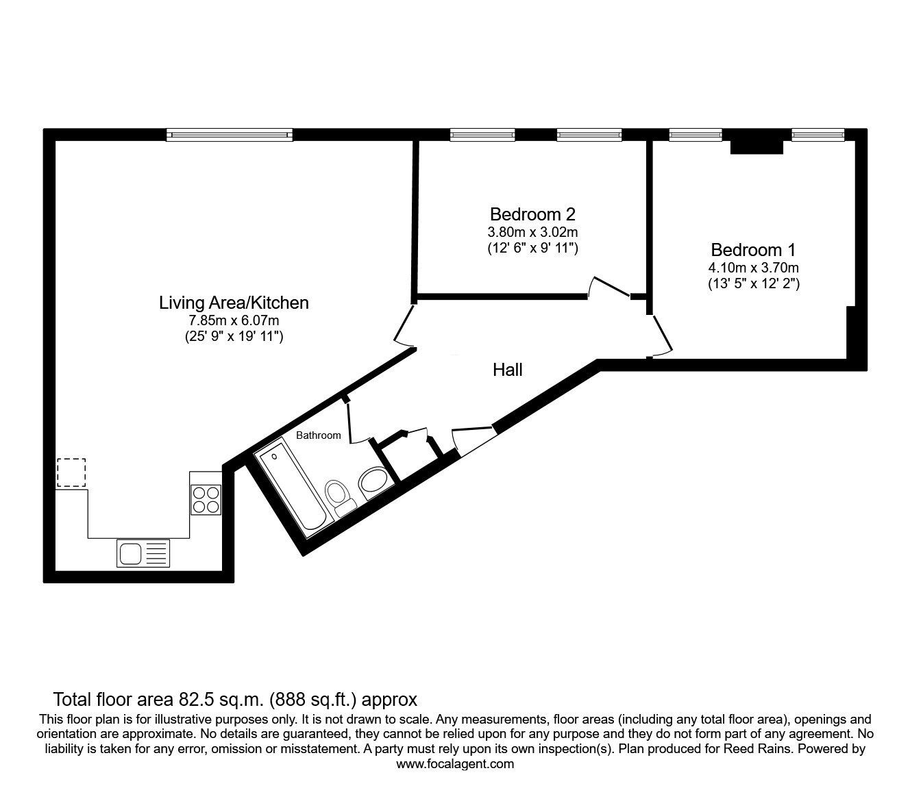Floorplan of 2 bedroom  Flat for sale, Oxford Road, Manchester, M1