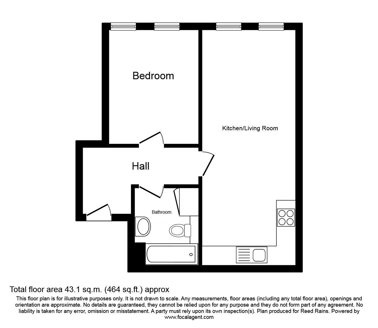 Floorplan of 1 bedroom  Flat to rent, Cobourg Street, Manchester, Greater Manchester, M1
