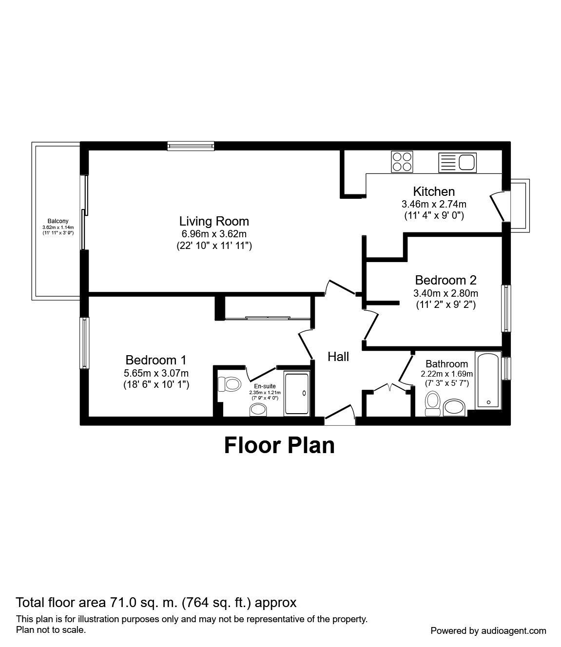 Floorplan of 2 bedroom  Flat for sale, The Waterfront, Openshaw, Manchester, M11