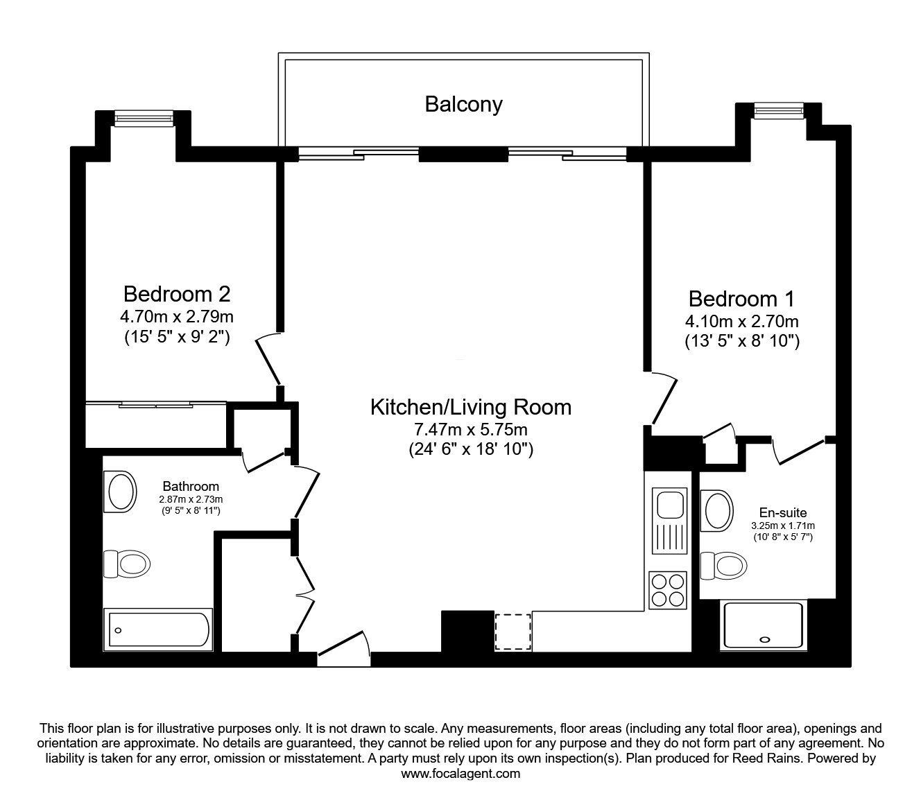 Floorplan of 2 bedroom  Flat for sale, Blue, Media City UK, Salford, M50