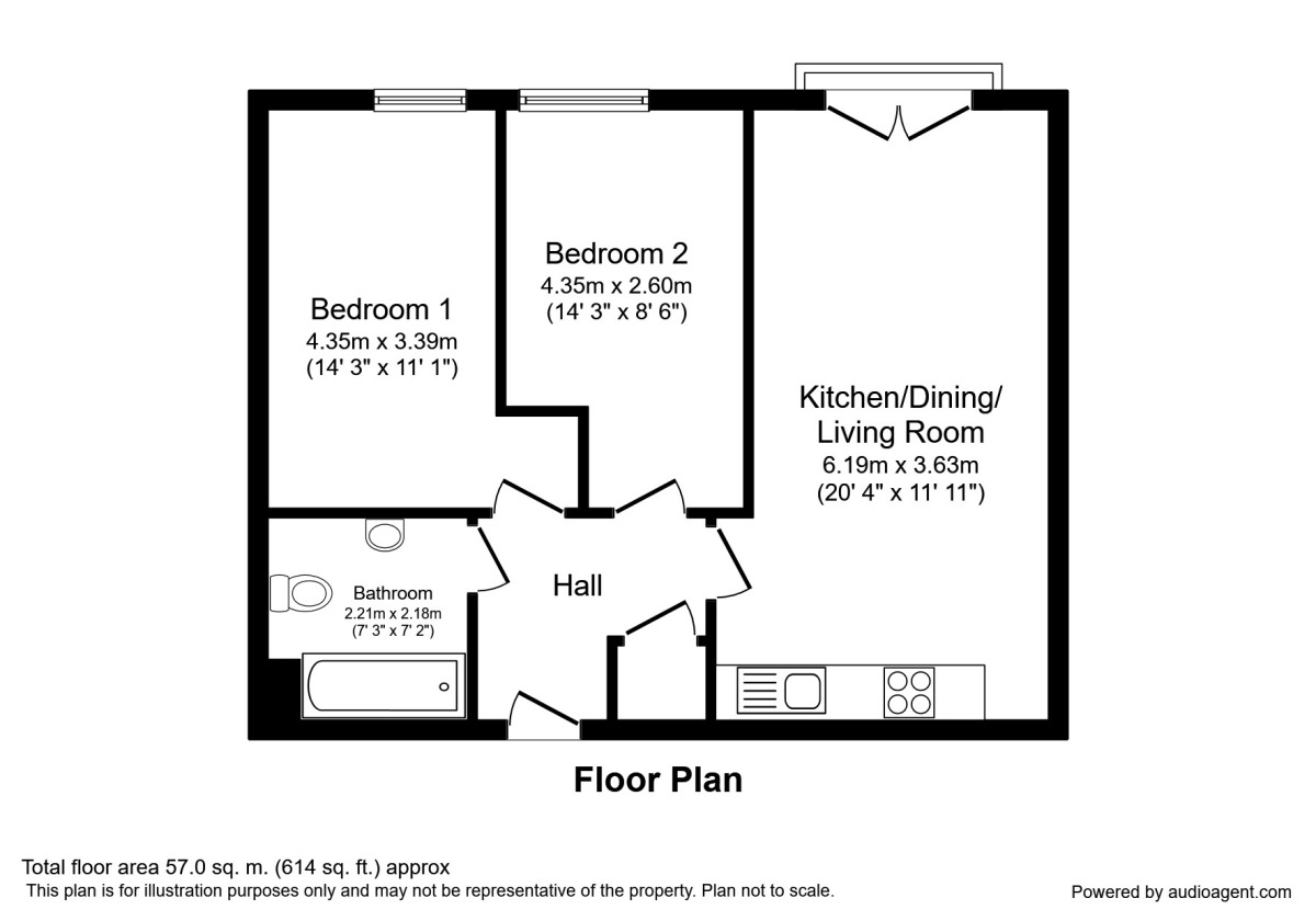 Floorplan of 2 bedroom  Flat for sale, Moss Lane East, Manchester, M14